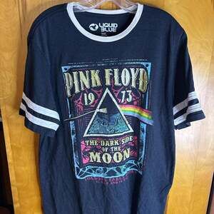 Liquid Blue Pink Floyd Dark Side of The Moon Ringer Tee, 2XL